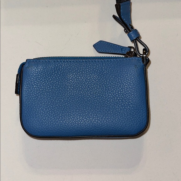 Fendi blue calf leather porta monete small card case pochette w logo lanyard - Picture 9 of 14